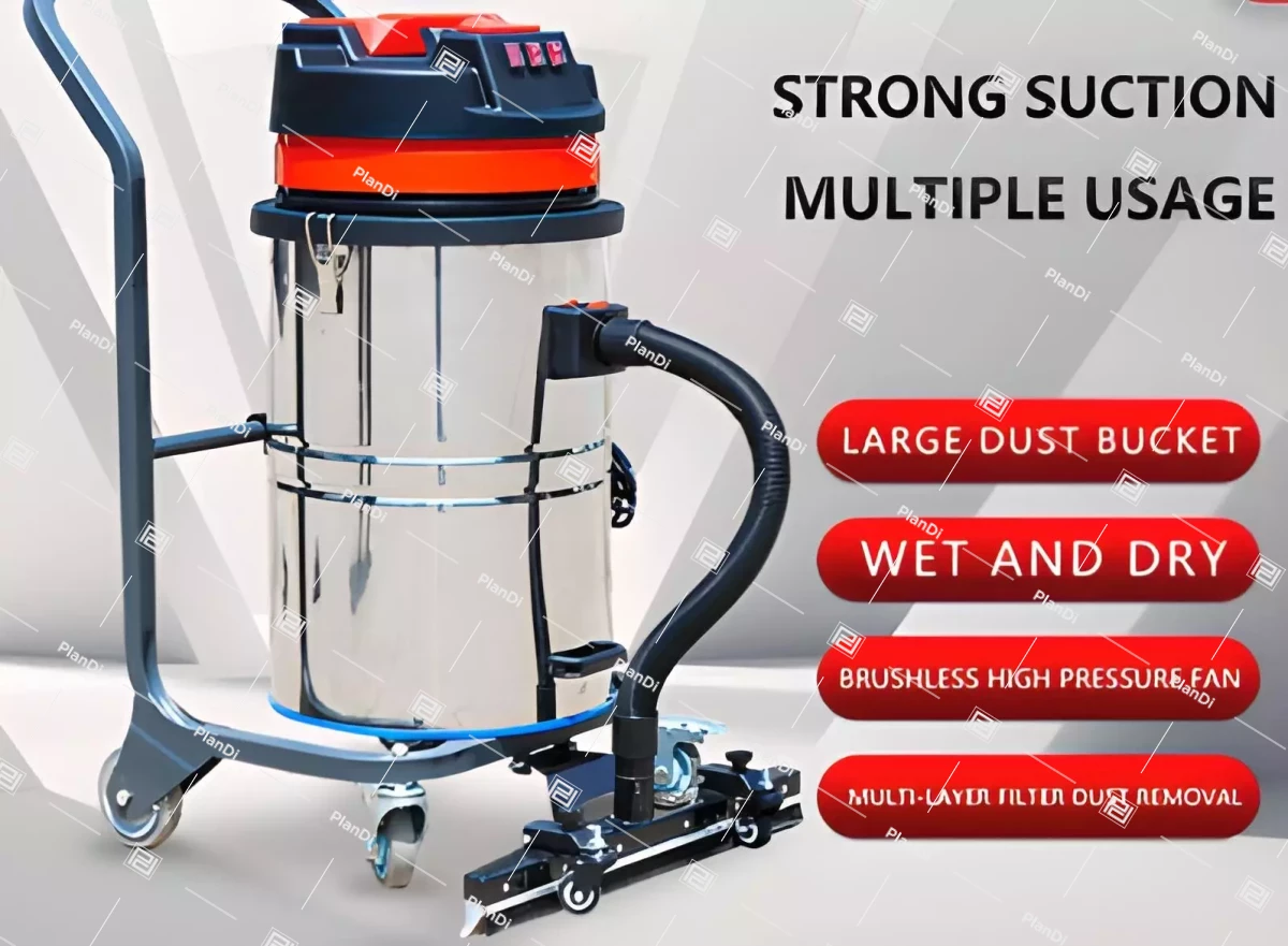 Industrial Vacuum Cleaner for Wet and Dry Cleaning Made of Stainless Steel